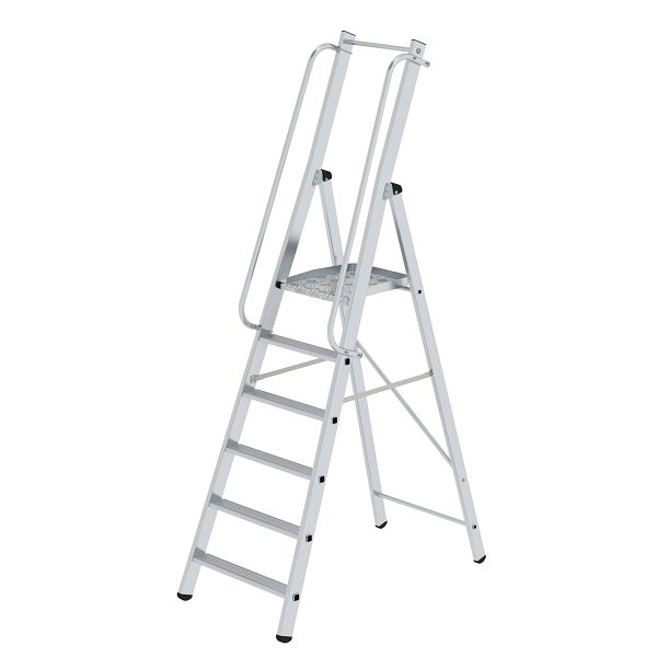 Podestleiter mit 6 Stufen aus Aluminium von MUNK mit Handlauf