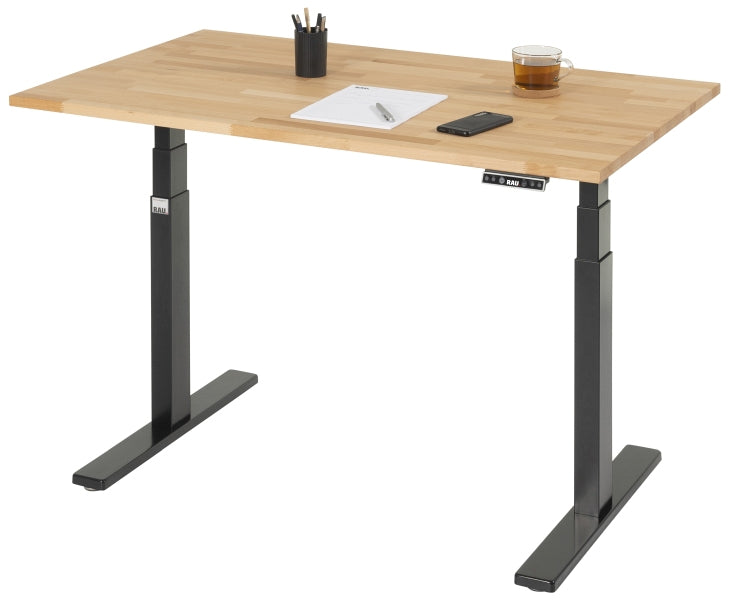 Schreibtisch adlatus 100, B1250xT800xH650-1300mm, tiefschwarz