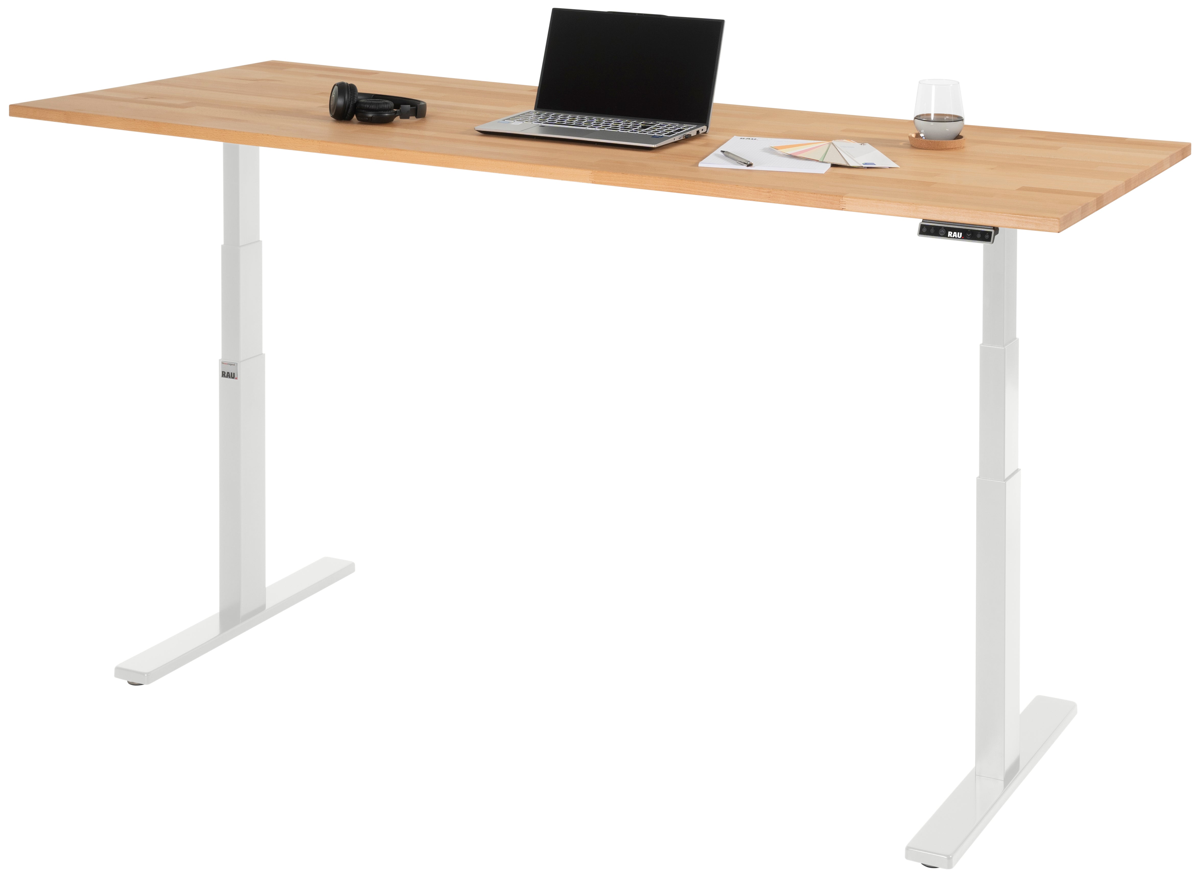 Schreibtisch adlatus 100, B2000xT800xH650-1300mm, lichtgrau, M-Platte-22 mm