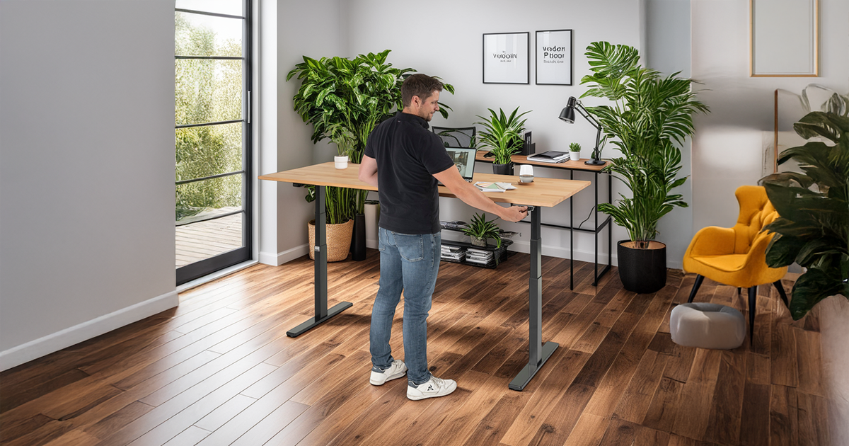 Schreibtisch adlatus 100, B2000xT800xH650-1300mm, tiefschwarz