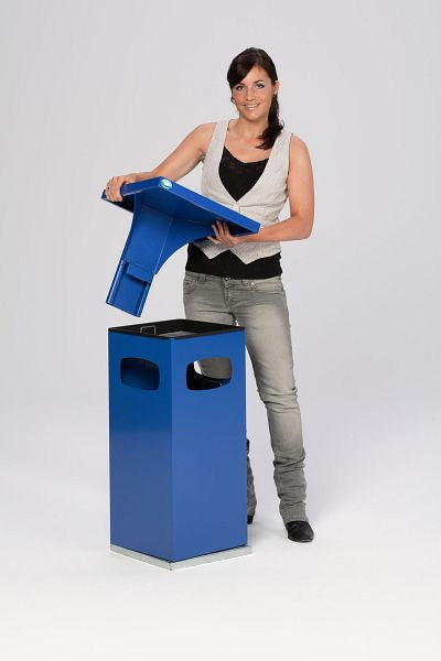 Abfallsammler/Ascher B 32 mit Schutzdach blau