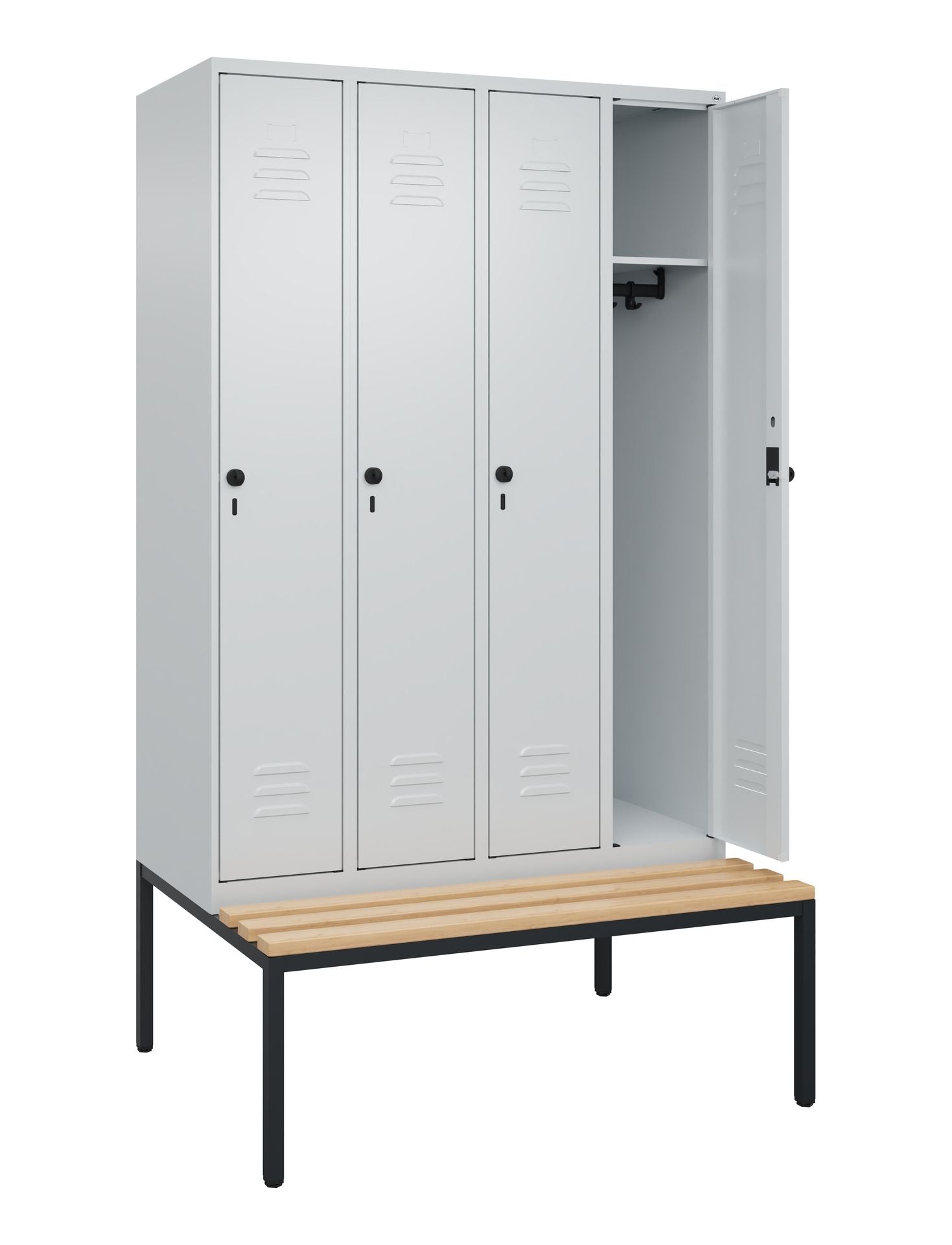 Spind 4 Abteile mit Sitzbank