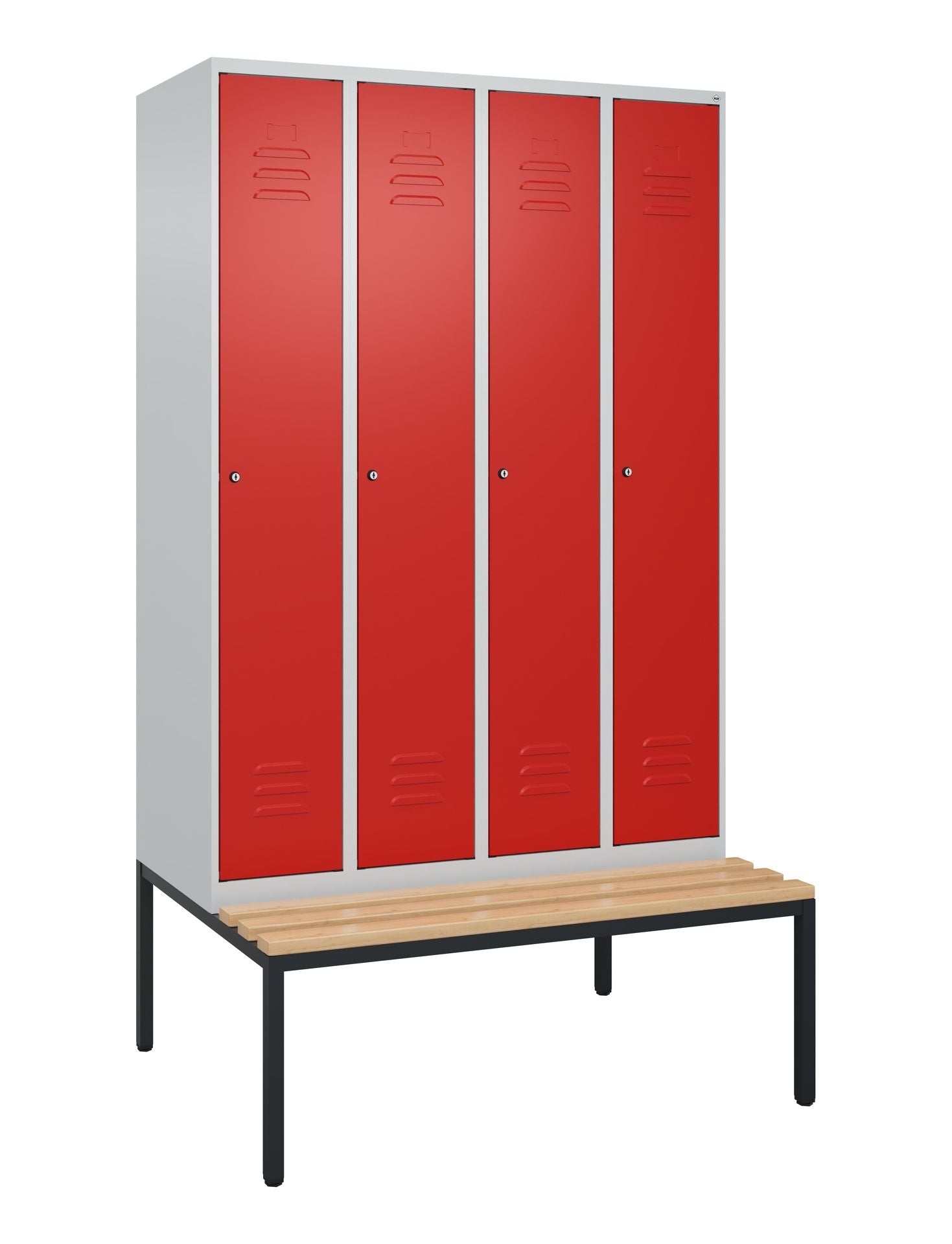 Spind 4 Abteile mit Sitzbank