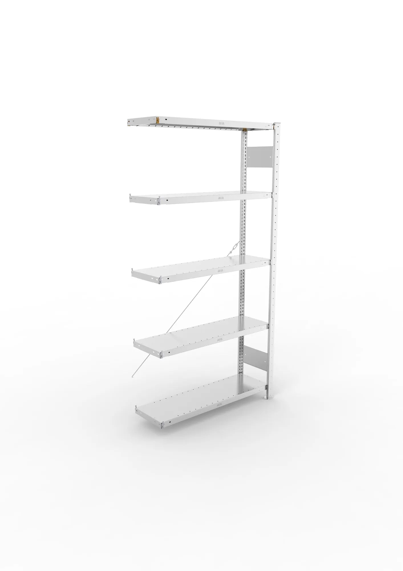 Fachbodenregal von Meta in verzinkt Anbauregal