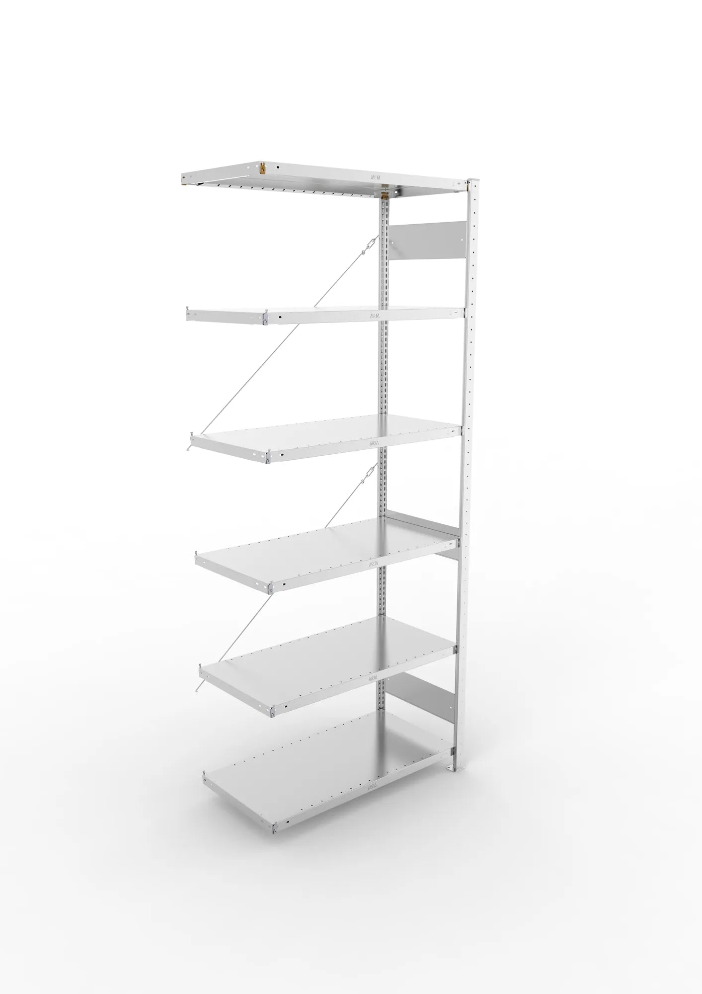 Fachbodenregal von Meta in verzinkt Anbauregal
