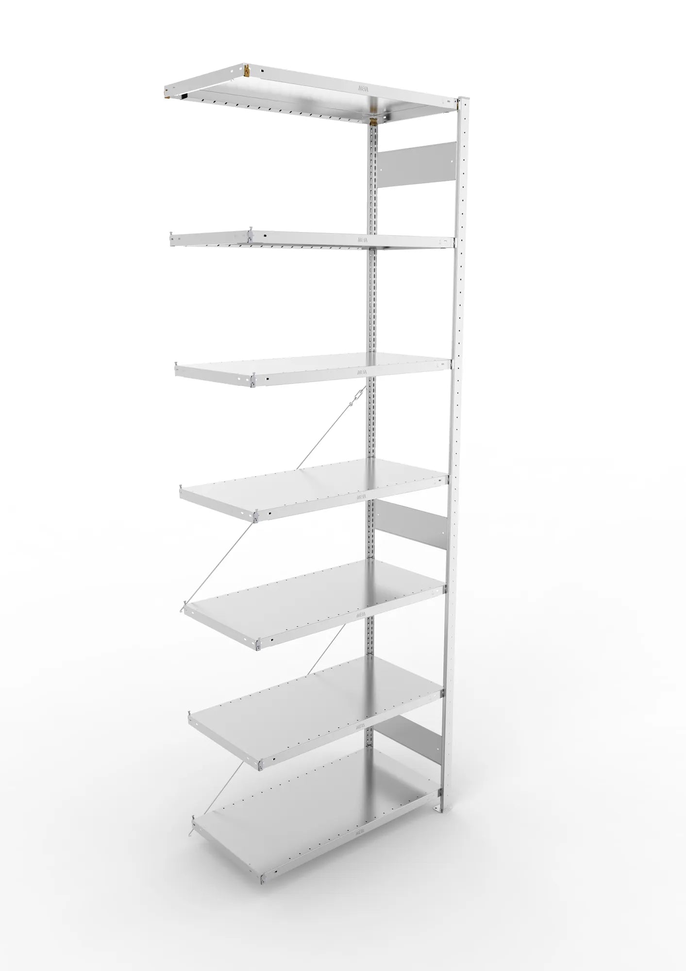 Fachbodenregal von Meta in verzinkt Anbauregal