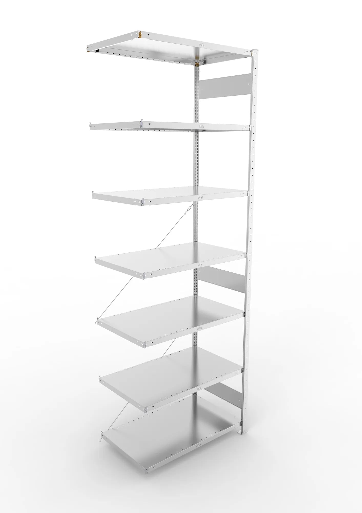 Fachbodenregal von Meta in verzinkt Anbauregal