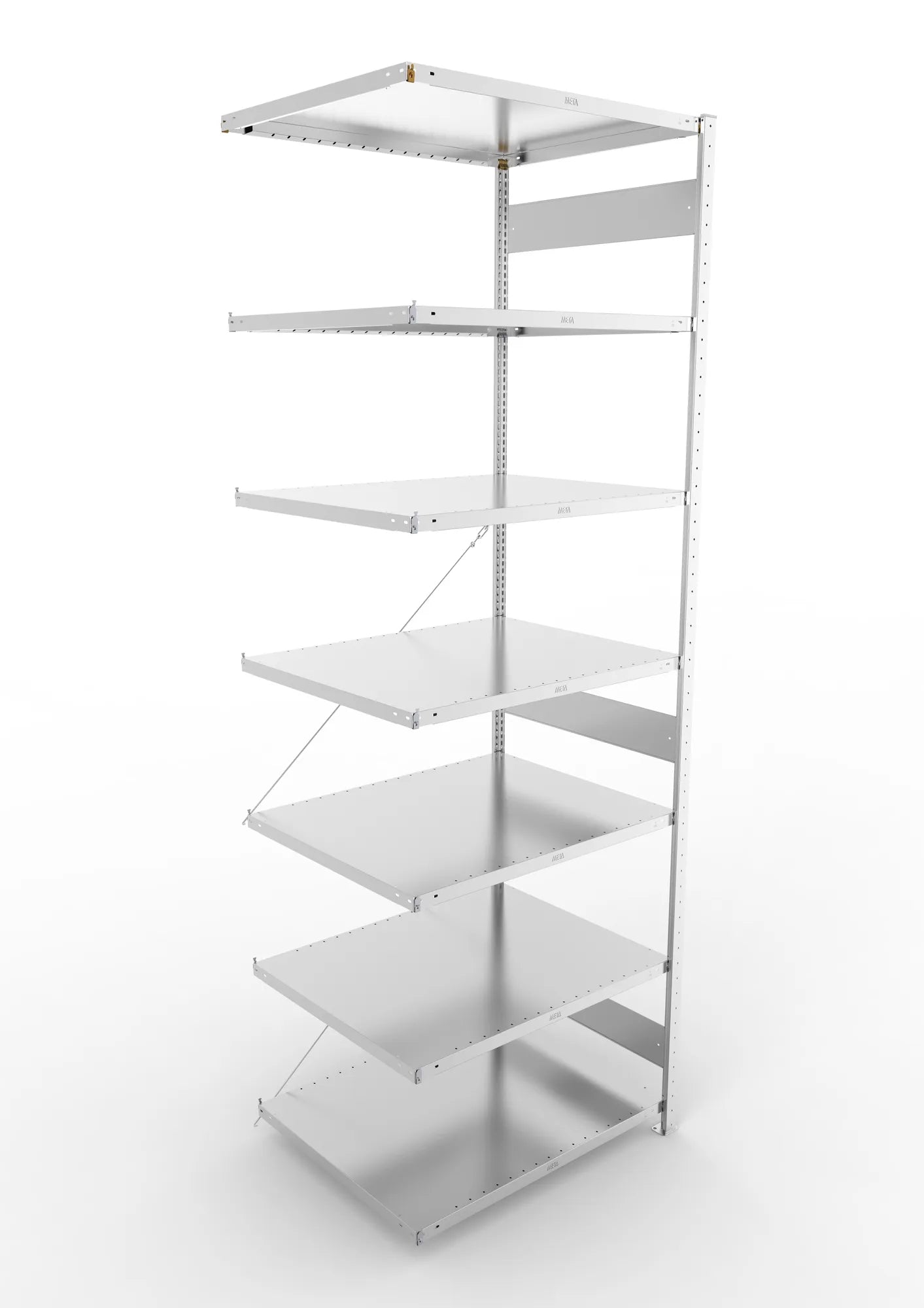 Fachbodenregal von Meta in verzinkt Anbauregal