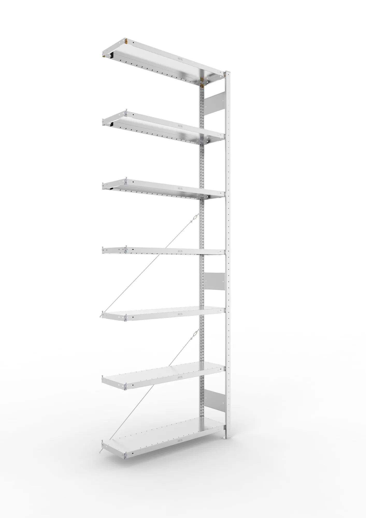Fachbodenregal von Meta in verzinkt Anbauregal