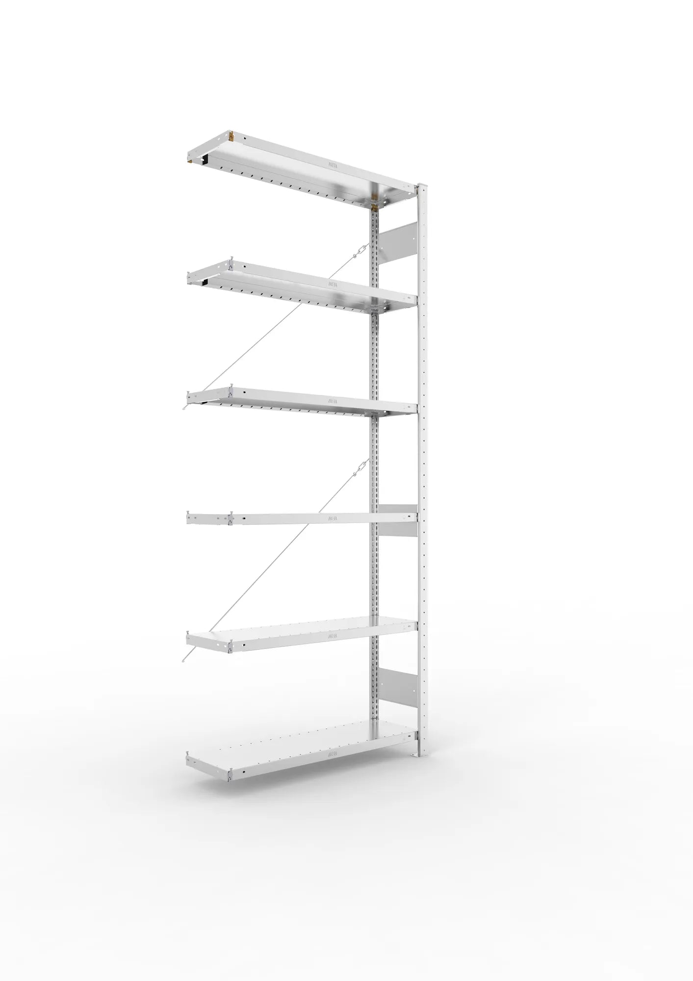 Fachbodenregal von Meta in verzinkt Anbauregal