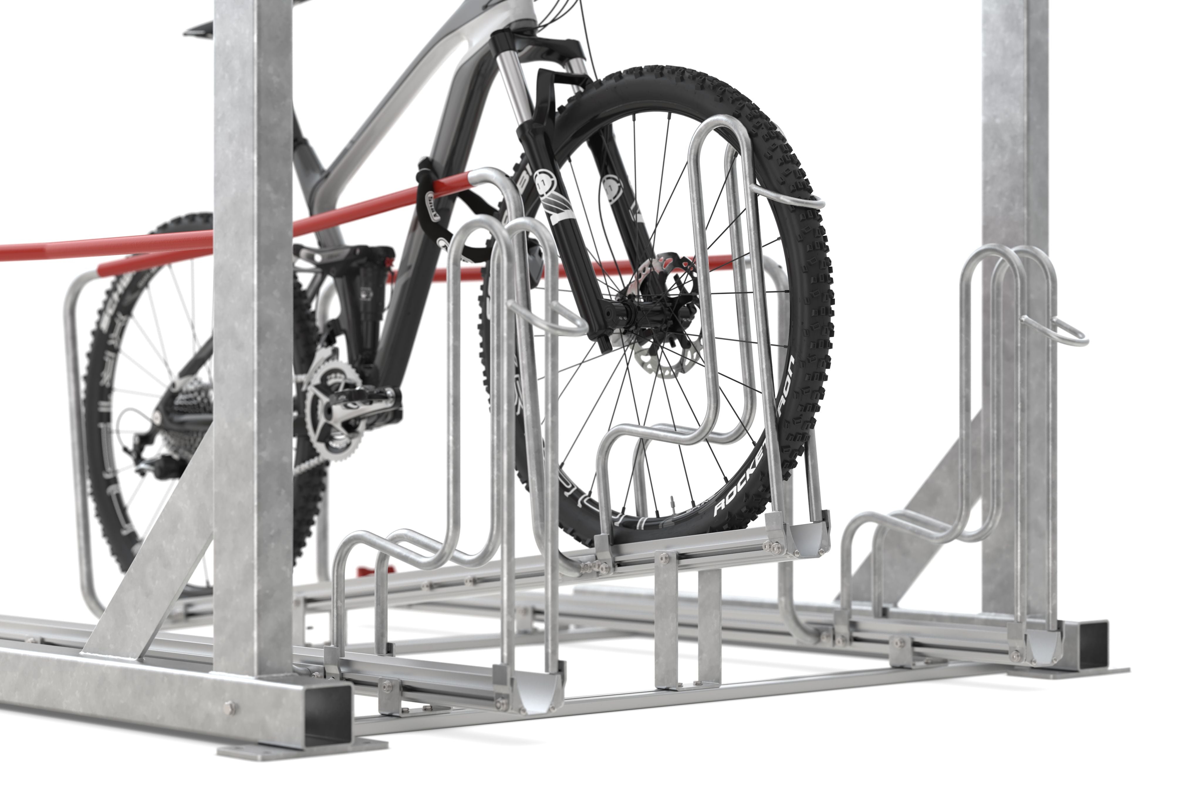 Vorderrad in Halterung im detail