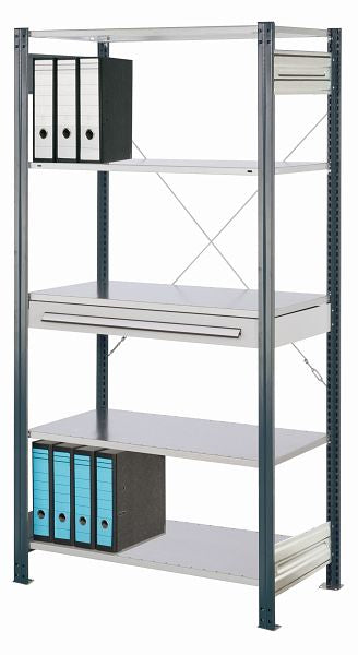 Fachbodenregal mit Schublade als Steckregal Grundfeld