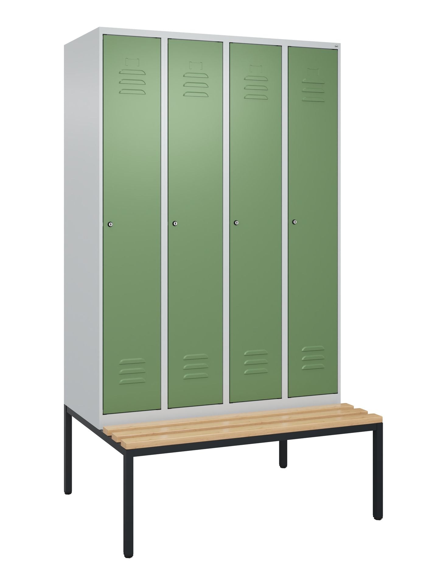 Spind 4 Abteile mit Sitzbank