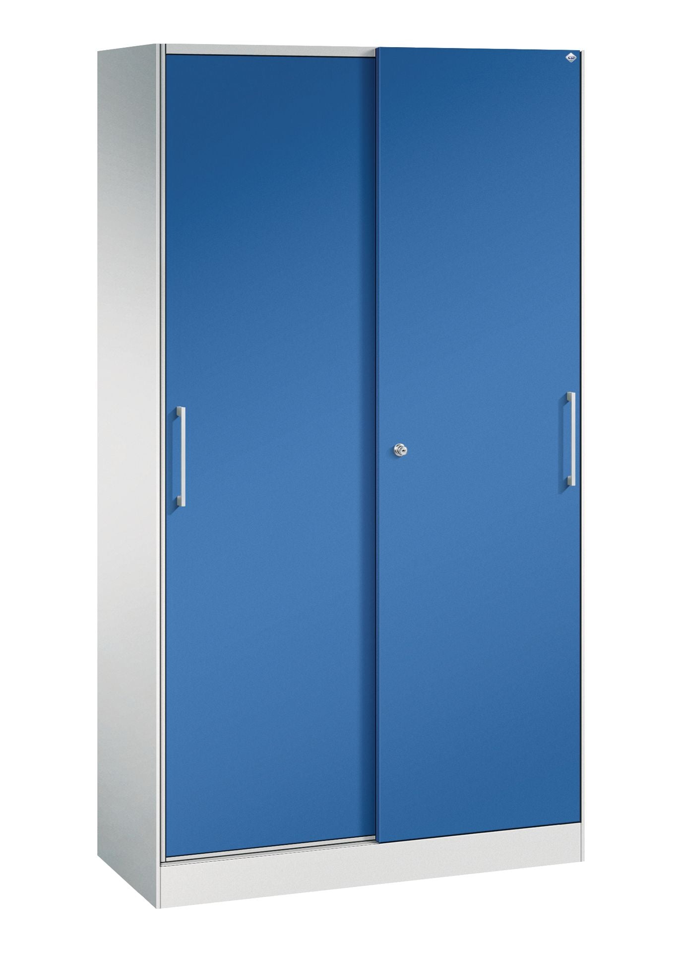 stabiler Schiebetürenschrank Asisto Enzianblau 1980 mm Höhe