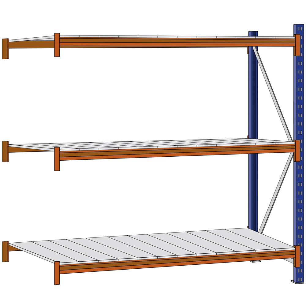 Weitspannregal Anbauregal mit 3 Stahlfachebenen