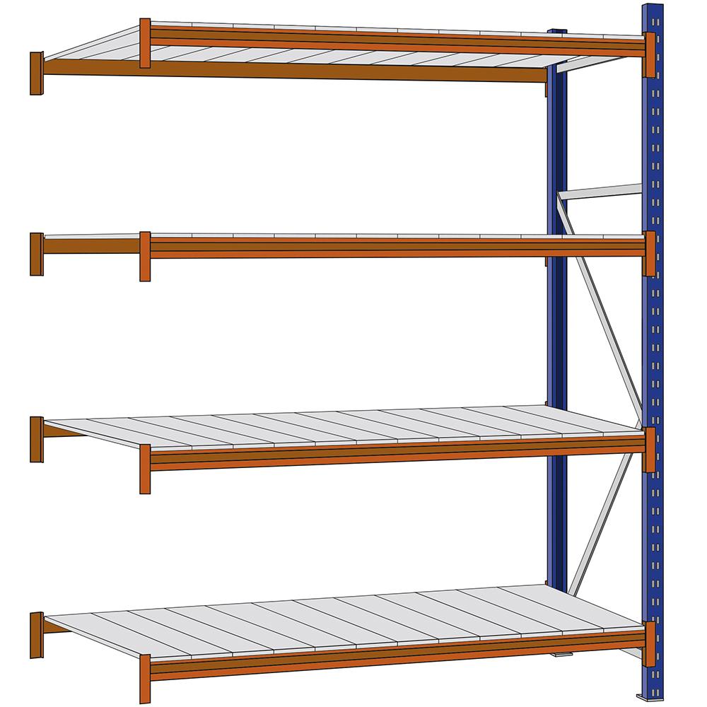 Weitspannregal Anbauregal mit 4 Stahlfachebenen