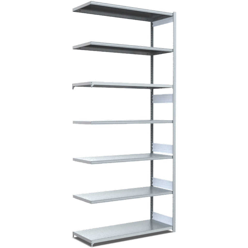 Fachbodenregale Typ S - Fachlast 300 kg glanzverzinkte Ausführung als Anbauregal