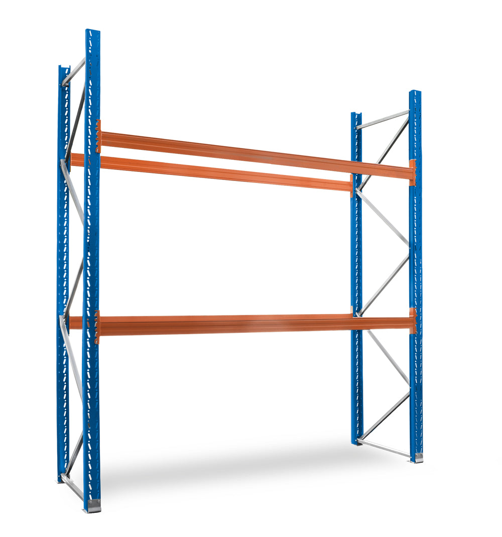 Grundregal Palettenregal in Blau und Orange