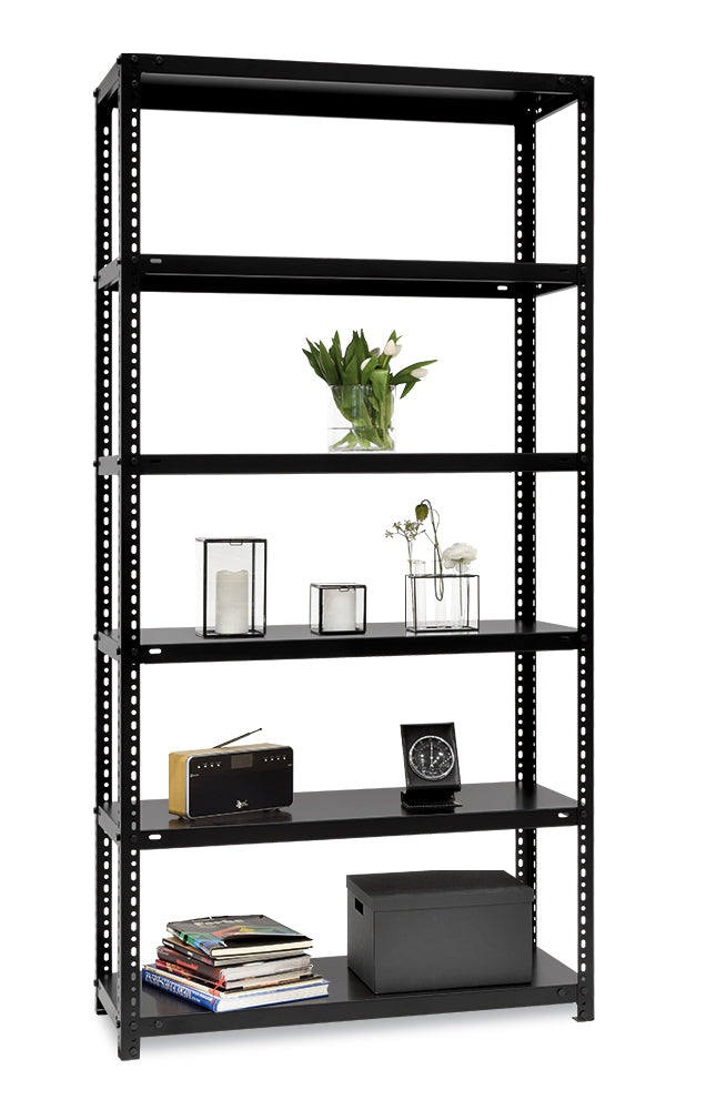 Fachbodenregal Wohnregal als Grundregal in schwarz pulverbeschichtet