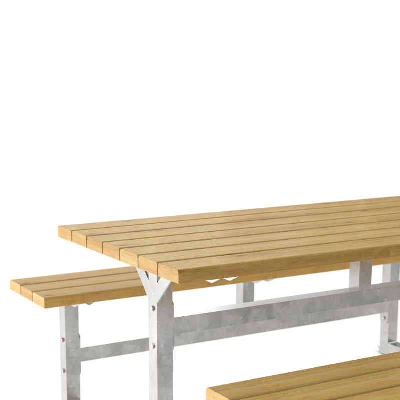 Picknicktisch aus Stahl und echtem Holz Detail