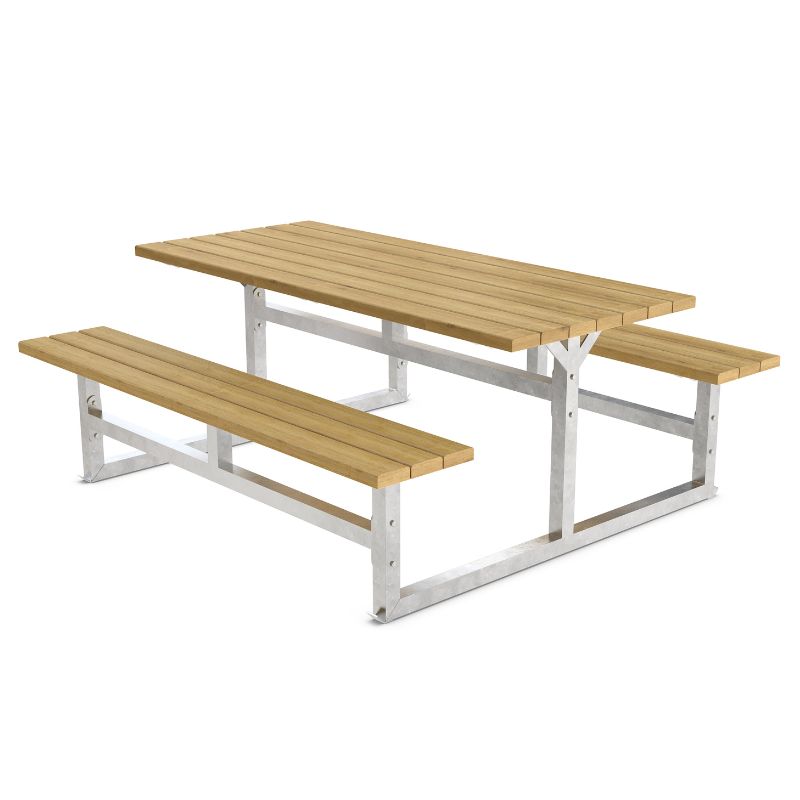 Picknicktisch aus Stahl und echtem Holz