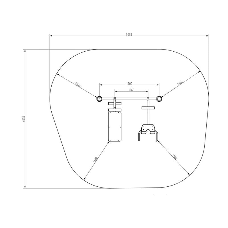 Bauch und Rücken-Trainer 1900 aus Metall und pulverbeschichtet Zeichnung
