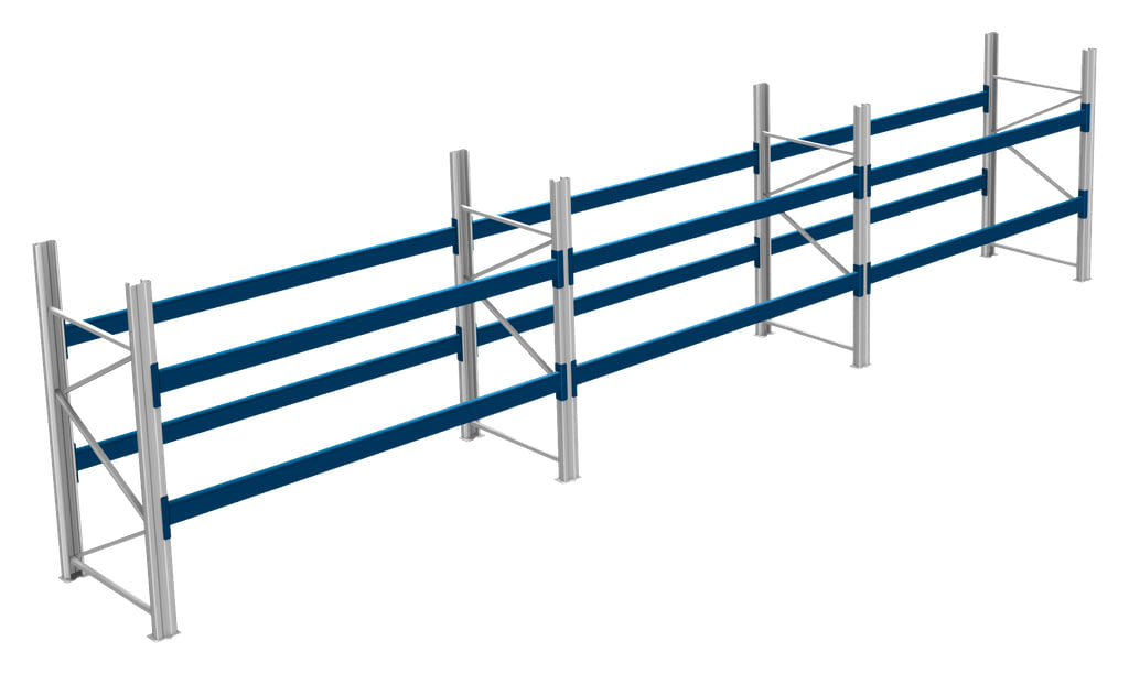 Palettenregale Schwerlastregale
600 kg Palettengewicht, Feldbreite 2700 mm