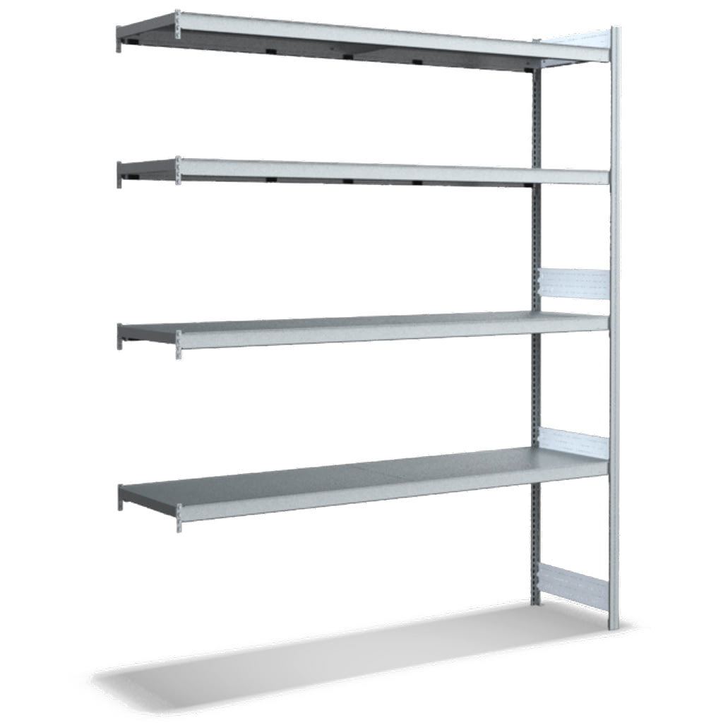 Großfachregale mit Stahlböden Anbauregal glanzverzinkte Ausführung