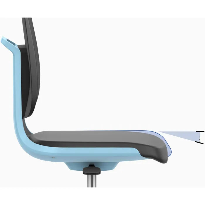 Arbeitsstuhl mit Lenkrollen von Bimos mit Flachsitz und Höhenverstellung Detail