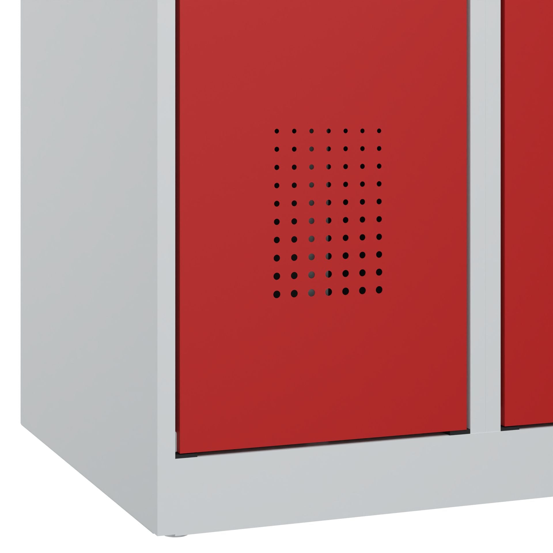 Schließfachschrank feuerrot Detail