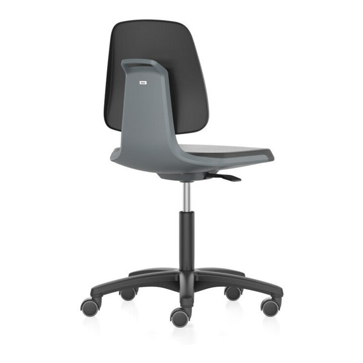 Arbeitsstuhl Labsit 2 mit Lenkrollen von Bimos mit Flachsitz und Höhenverstellung