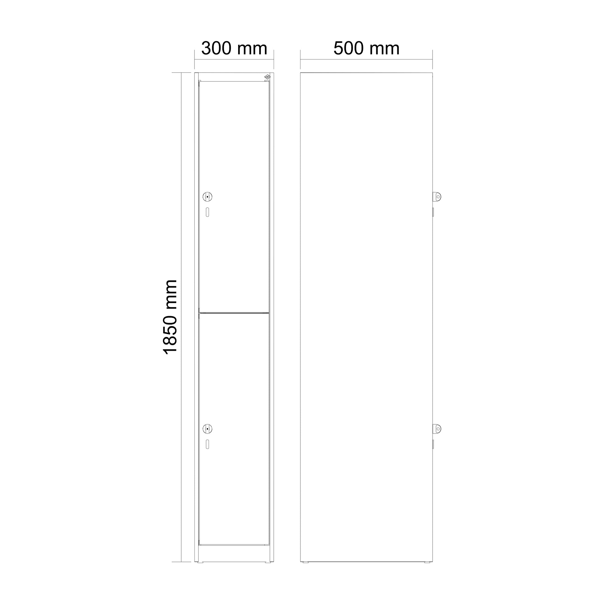 Doppelstöckiger Spind Evolo PLUS aus Stahl Zeichnung