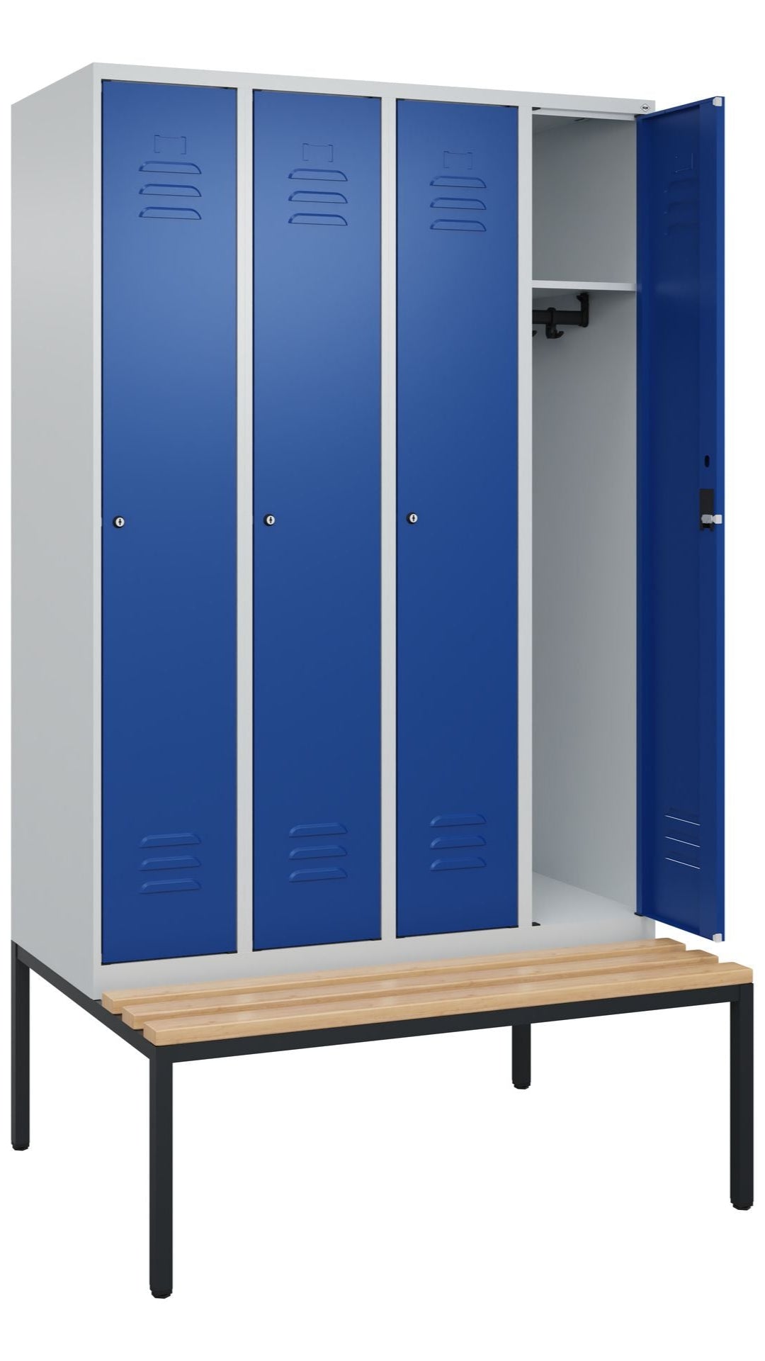 Spind 4 Abteile mit Sitzbank