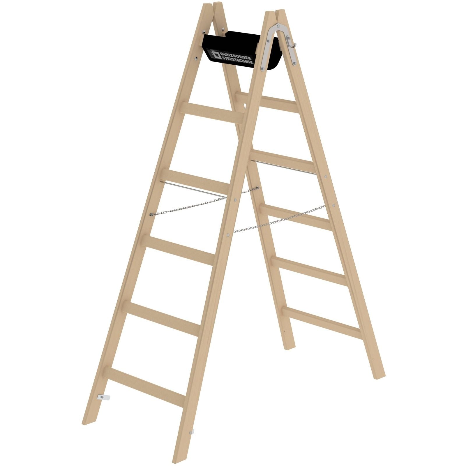 Sprossen-Stehleiter aus Holz 2 x 6 Sprossen