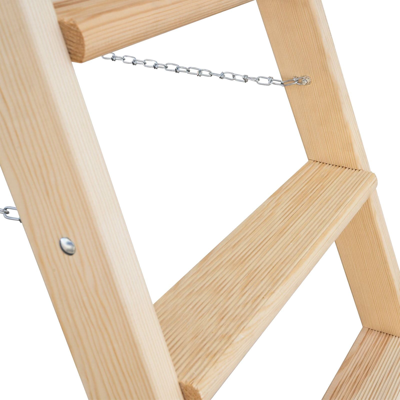 Stufen-Stehleiter beidseitig begehbar Holz 2 x 3 Stufen Detail Aufnahme