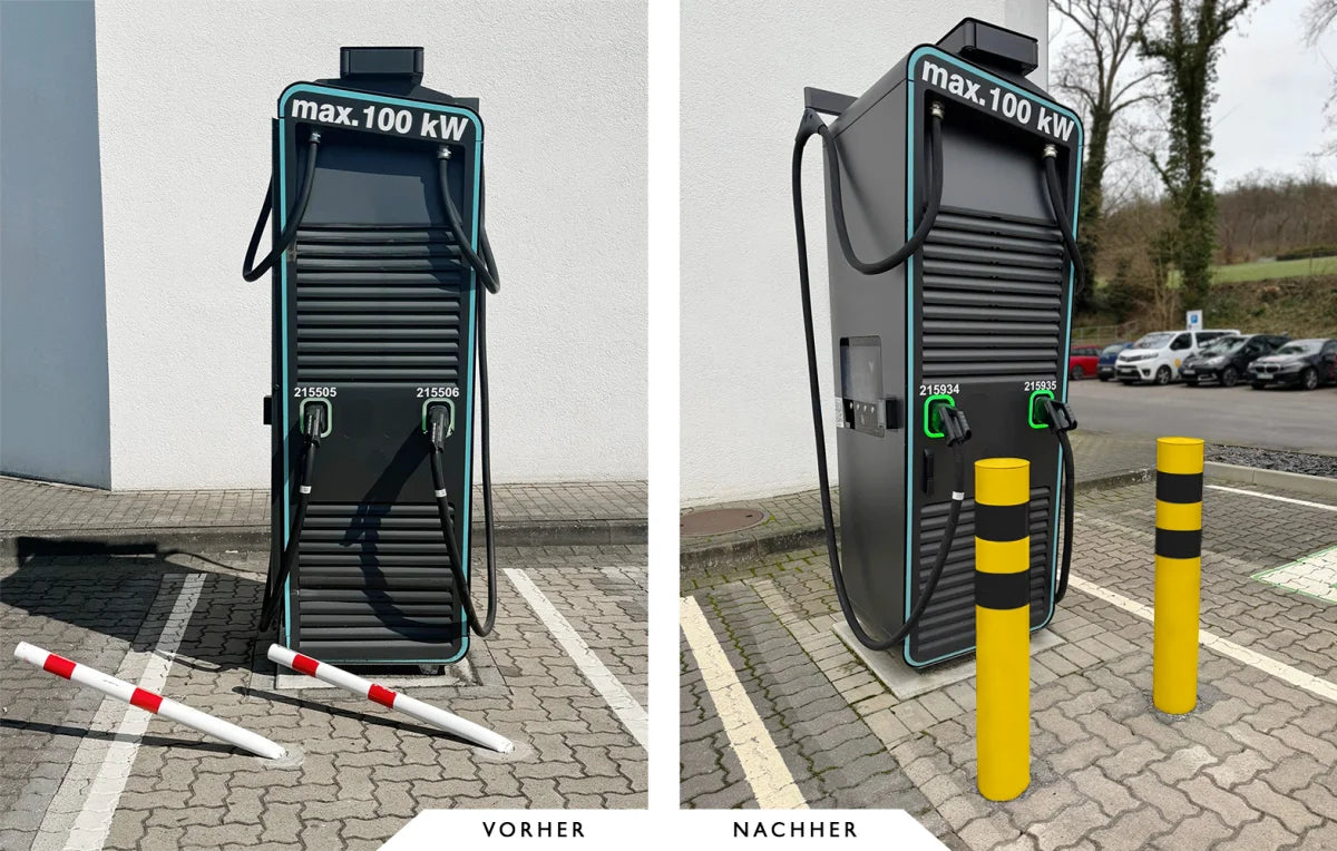 Rammschutzpoller Absperrpfosten Ø 42,4 x 1000 mm Stahl - gelb schwarz - zum Einbetonieren