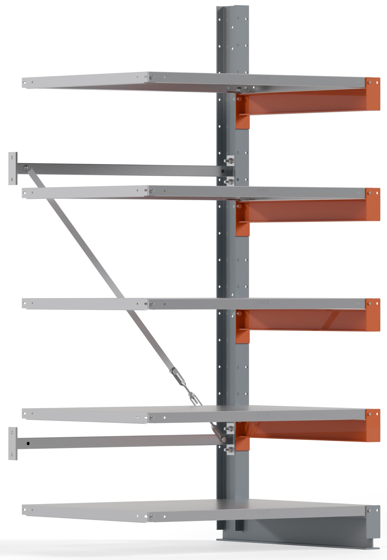 KARL BASIC Kragarmregal Stahlboden einseitig Anbaufeld