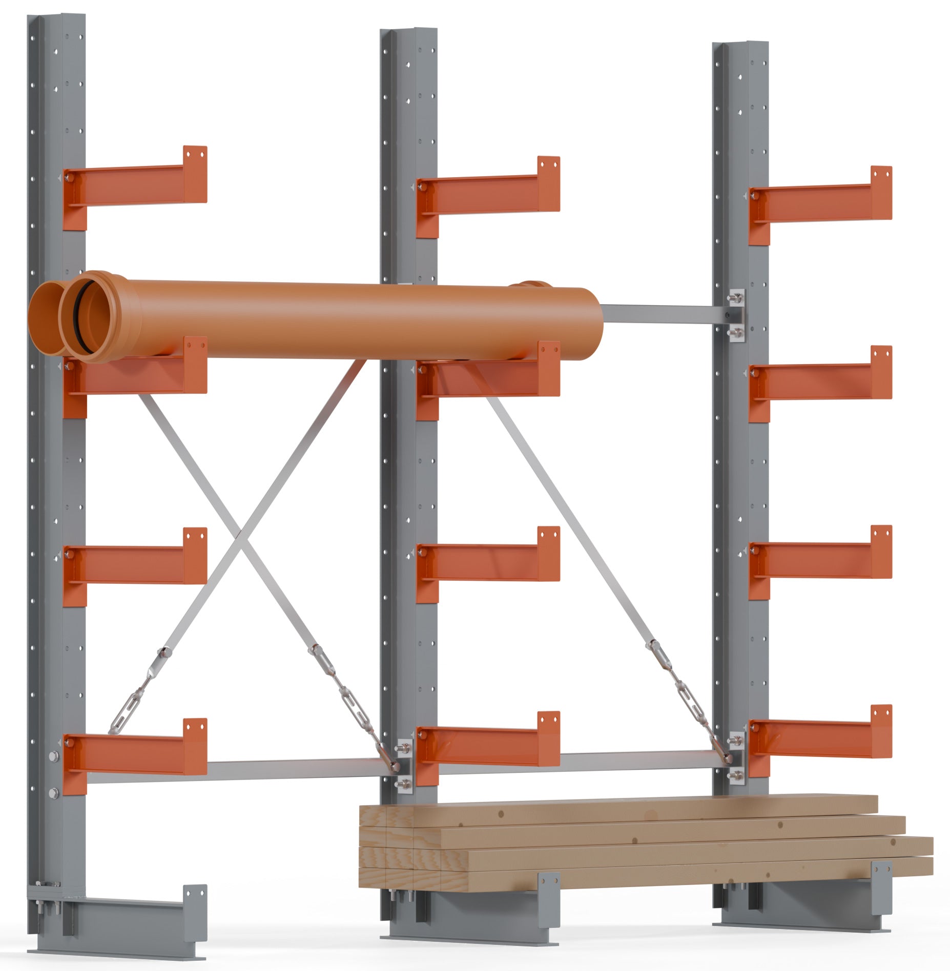 Kragarmregal einseitig Komplettset H2000mm und T520mm