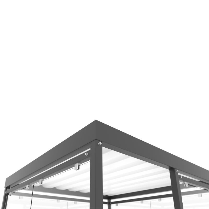 Unterstand Personenunterstand Bushaltestelle aus Stahl pulverbeschichtet mit Glaseinsatz Detail