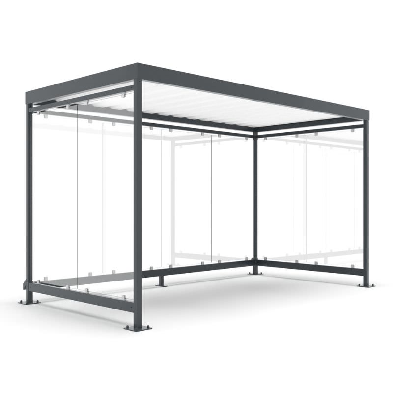 Unterstand Personenunterstand Bushaltestelle aus Stahl pulverbeschichtet mit Glaseinsatz