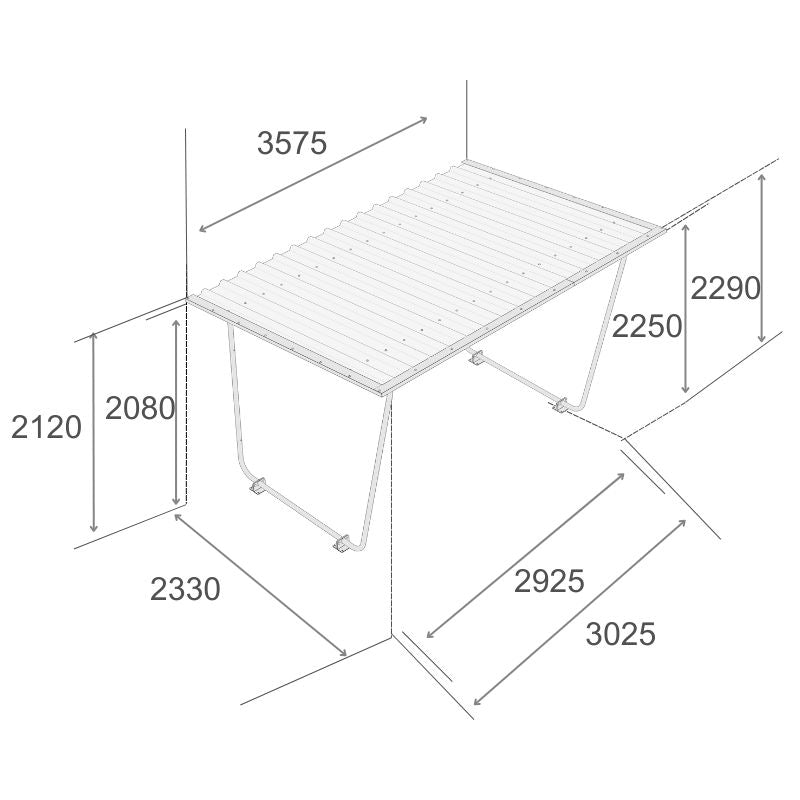 Überdachung aus Stahl für Fahrräder und Material Zeichnung