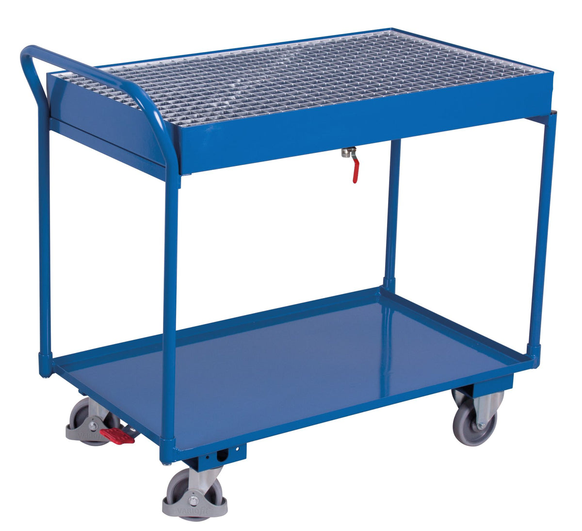Tischwagen mit 2 Ladeflächen und Gitterrost in enzianblau
