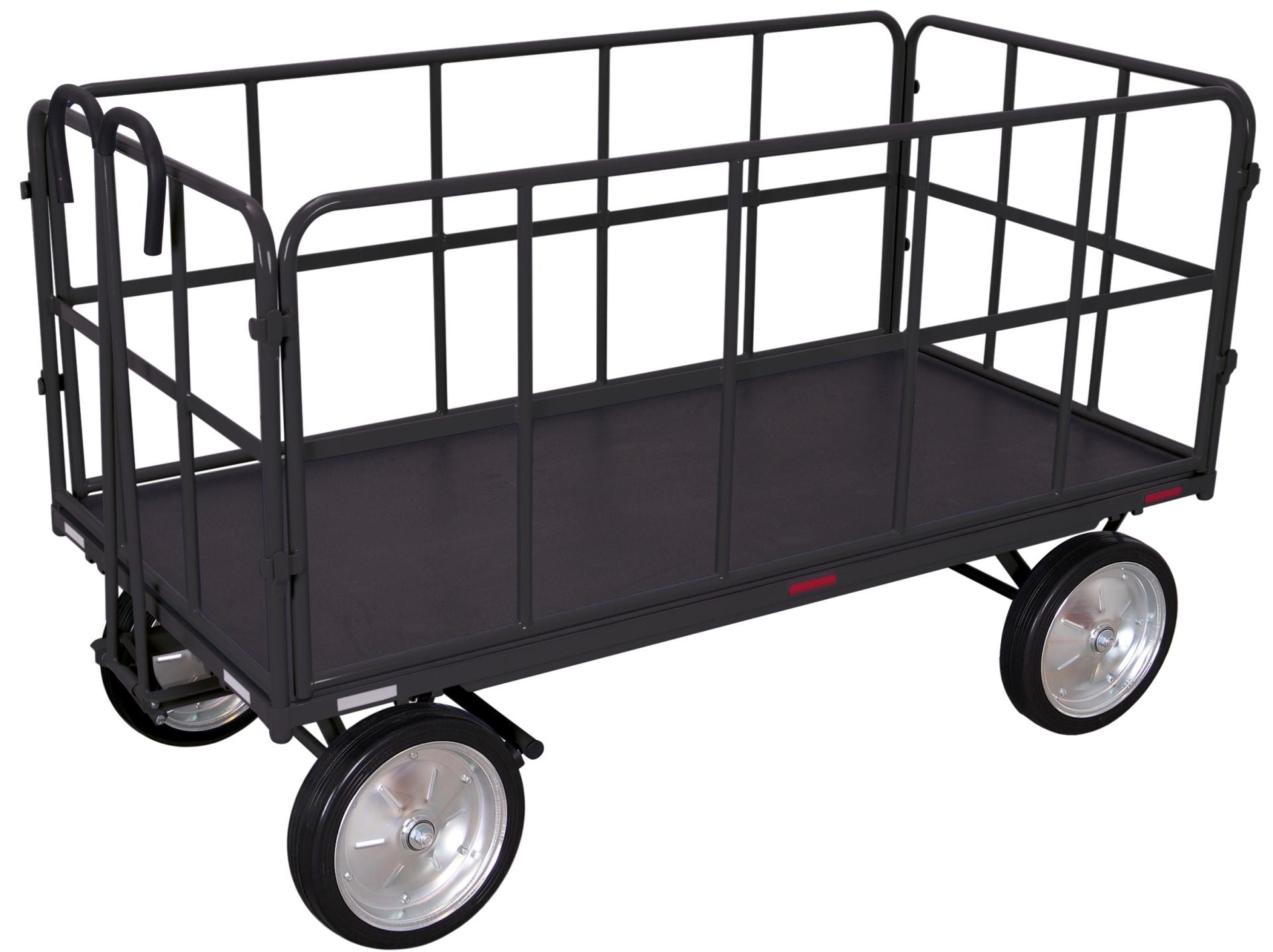 Handpritschwagen mit 4 Rohrgitterwänden in anthrazit mit Luftbereifung