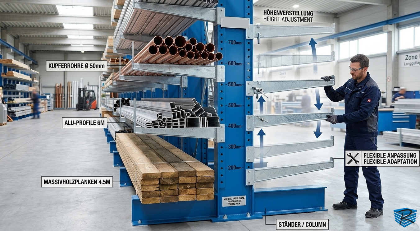 Kragarmregal als mitwachsendes Lager