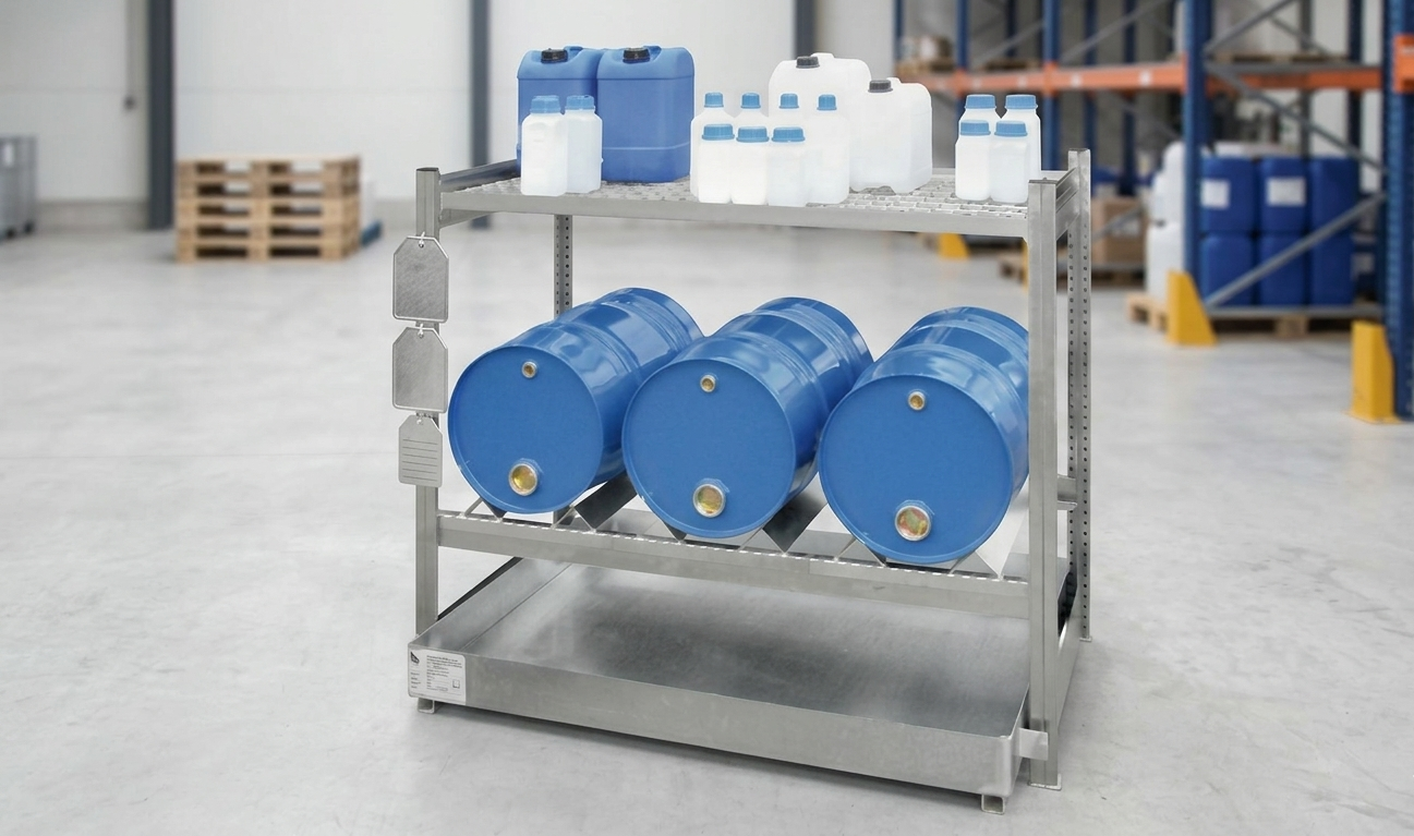 Fasslagerung für Gefahrenstoffe