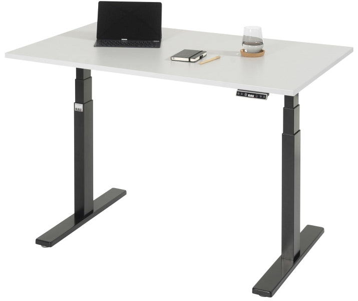 Schreibtisch adlatus 100, B1250xT800xH650-1300mm, tiefschwarz