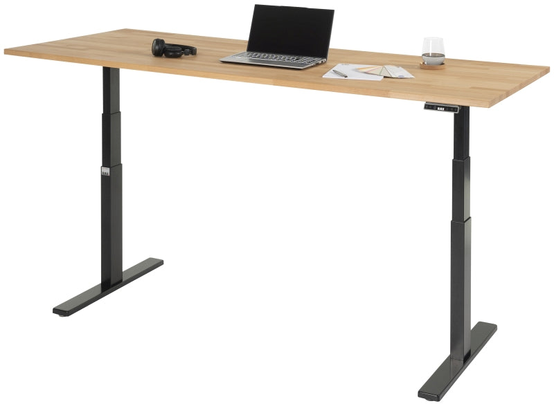 Schreibtisch adlatus 100, B2000xT800xH650-1300mm, tiefschwarz