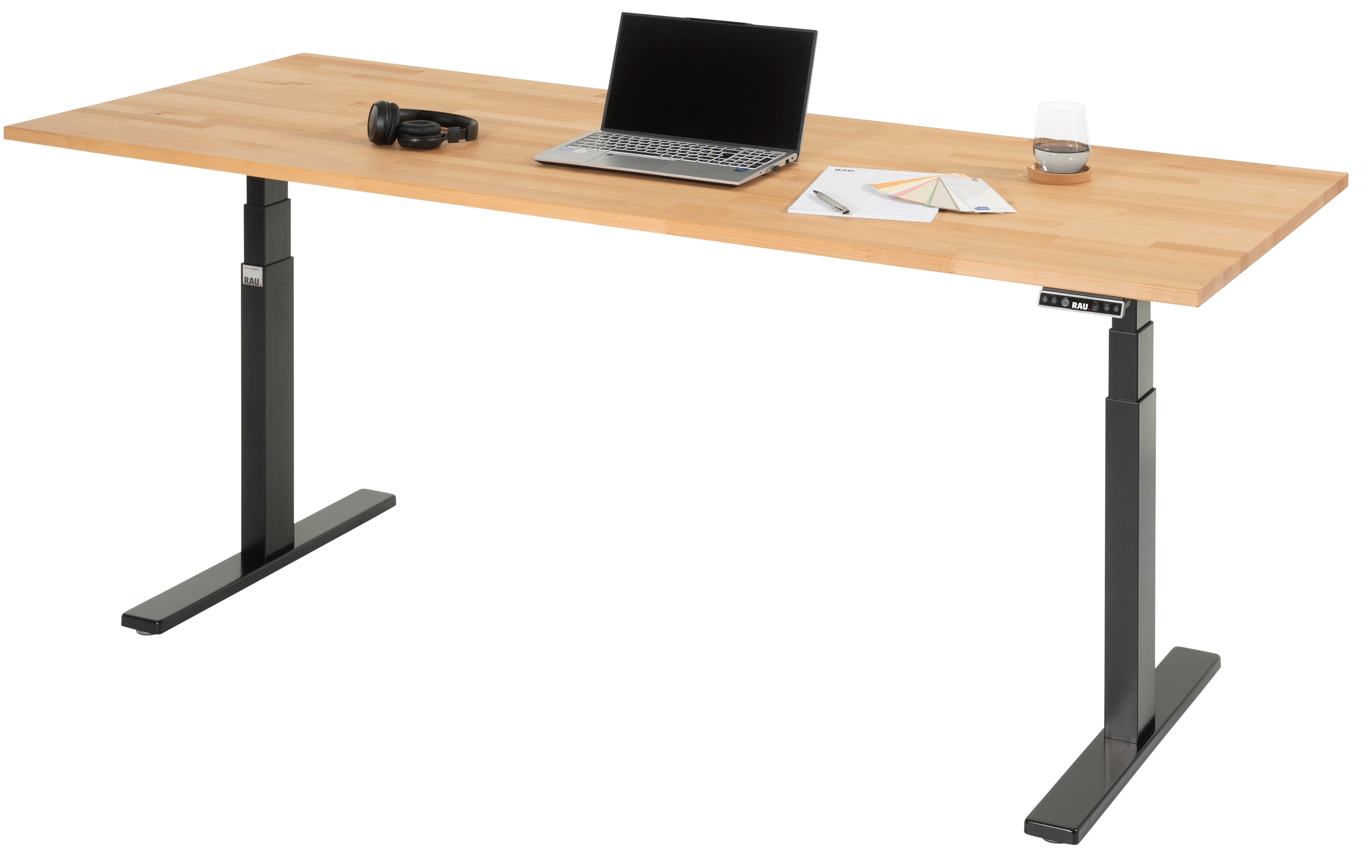 Schreibtisch adlatus 100, B2000xT800xH650-1300mm, tiefschwarz