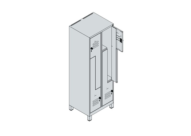 Z-Spind Classic PLUS, Füße, 4 Abteile, 1800x600x500mm Zeichnung