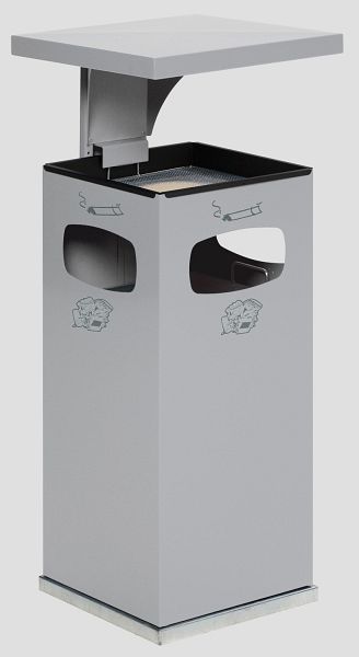 Abfallsammler/Ascher B 32 mit Schutzdach silber
